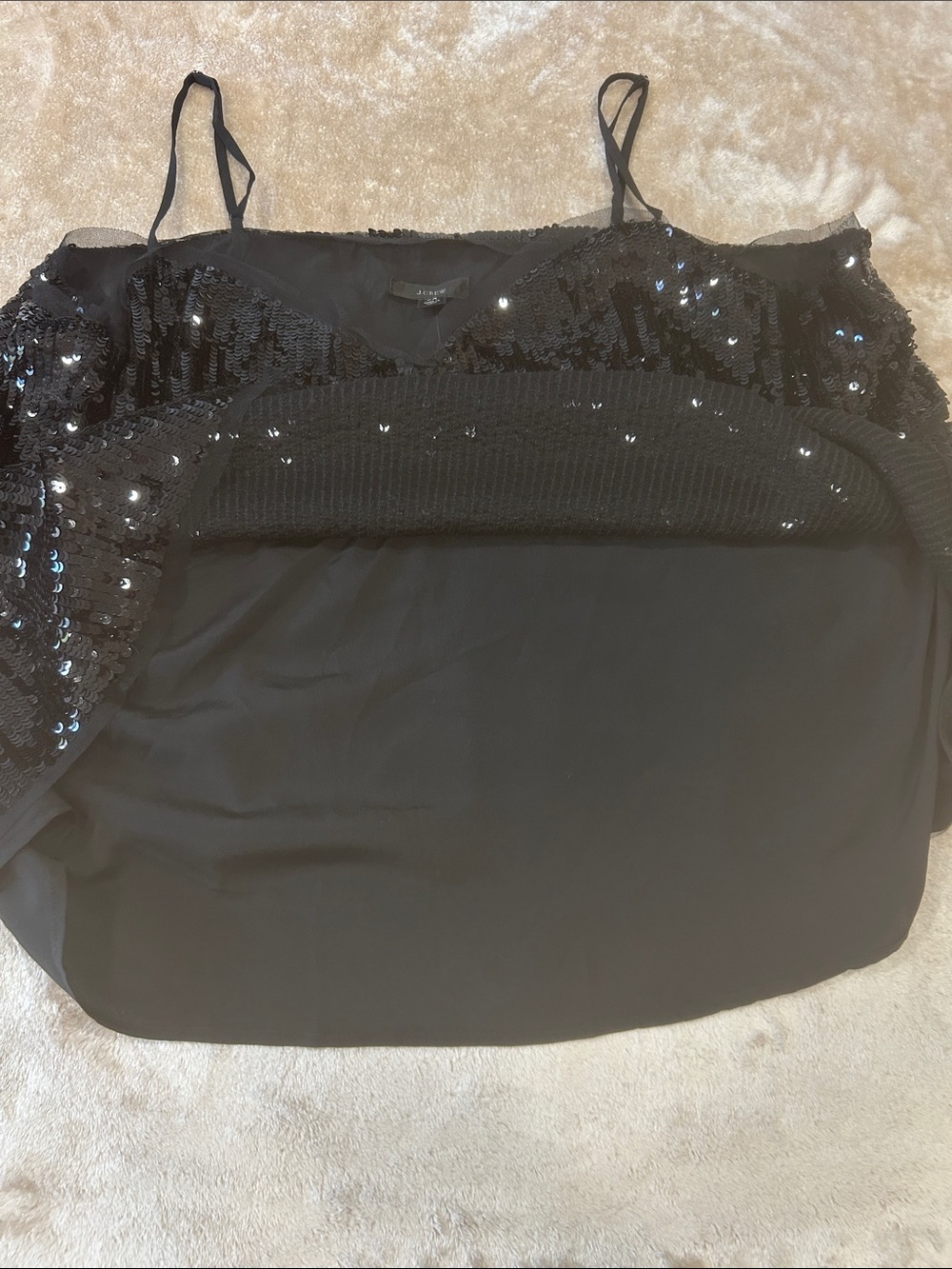 J.Crew womens size 2X The Sequined Tulle Camisole Black Tank Top NEW glam y2k - Picture 11 of 11